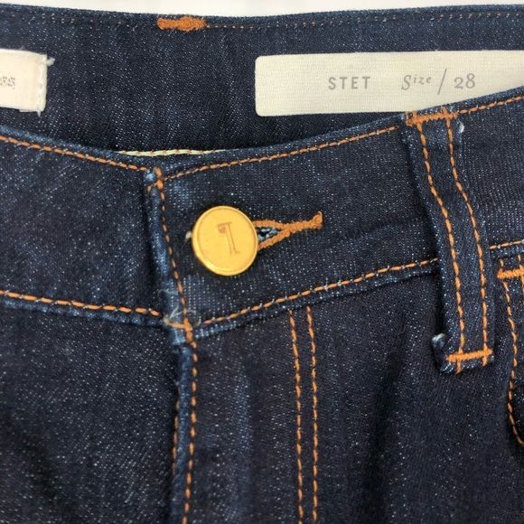 Pilcro & the Letterpress Anthro The Stet Dark Denim Jeans Mid Rise Ankle size 28 - Picture 4 of 13